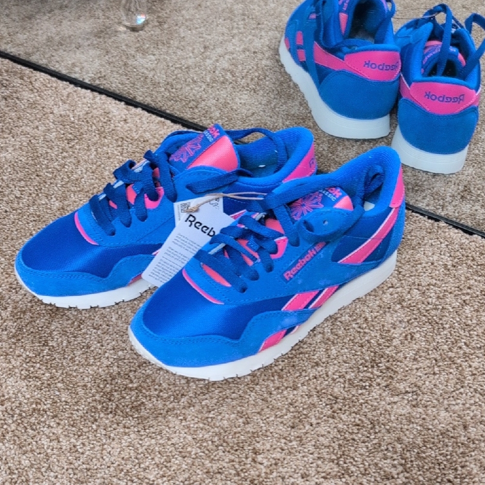 Reebok Classic Nylon Sneaker in Optimum Blue, True Pink & Chalk